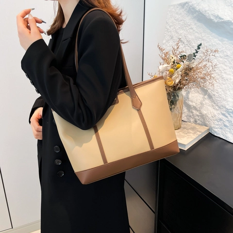 Grote Capaciteit PU Leren Tote Bag Minimalistische Schouder Onderarm Tas Voor Vrouwen Dagelijks Woon Werkverkeer