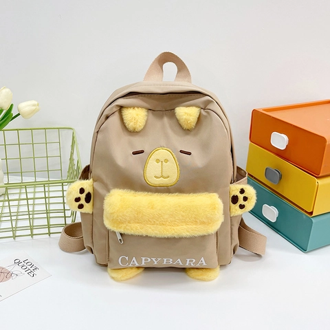Cute Capybara Kids Backpack Cartoon Plush Animal Bag Large Capacity Nylon Durable School Bag For Toddler Girls Boys Gift