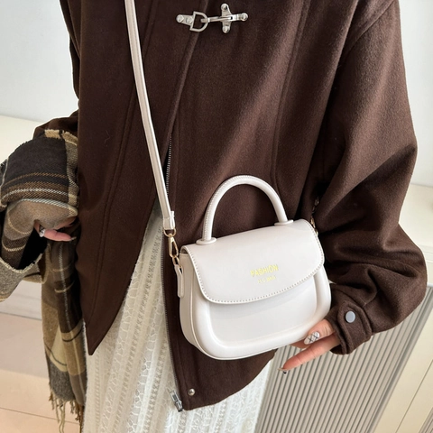 Women PU Leather Handbag Retro Solid Color Small Square Crossbody Bag Minimalist Daily Commuting Shoulder Bag With Handle