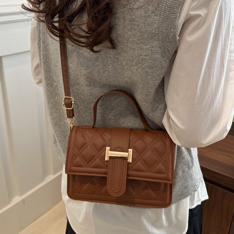 Borsa Quadrata Piccola Trapuntata Trendy da Donna in Pelle PU Borsa Minimalista Pendolare a Spalla Borsa a Tracolla Vintage