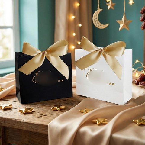 Cajas De Regalo De Ramadán Eid Mubarak Castillo De Lámina De Oro Luna Estrellas Cajas De Regalo Con Cinta De Satén Para Regalos Festivos