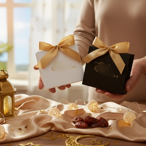 Cajas De Regalo De Ramadán Eid Mubarak Castillo De Lámina De Oro Luna Estrellas Cajas De Regalo Con Cinta De Satén Para Regalos Festivos