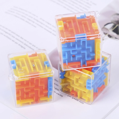 3D Cube Maze Puzzle Toy Brain Teaser Game Educational Dexterity Challenge Stress Relief For Kids Adults With Metal Ball