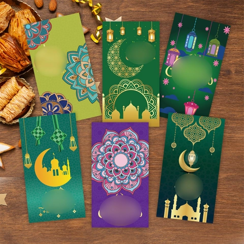Eid Mubarak Geldumschläge Ramadan Kareem Papier Geschenkumschläge Mit Moschee Halbmond Laterne Islamische Muslimische Feiertage