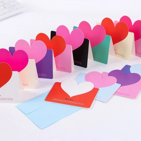 Heart Shaped Foldable Greeting Cards Cardboard Love Message Cards For Wedding Valentine's Day Birthday New Year Party Decor