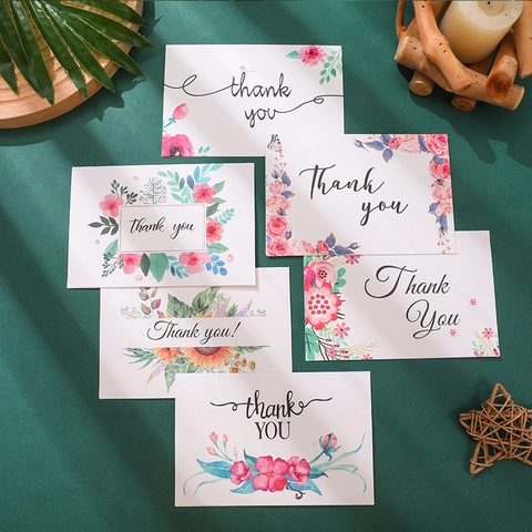 Floral Thank You Cards With Envelopes Hot Stamping Greeting Cards For Wedding Birthday Business Appreciation Stationery Gift