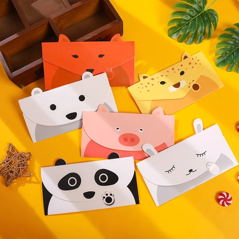 Tarjeta de Felicitacion de Animales de Dibujos Animados Creativa Lindo DIY Tarjeta de Mensaje Cumpleanos Ninos