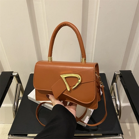 Women Vintage PU Leather Shoulder Bag Retro Solid Color D-Buckle Handbag Crossbody Bag Square Bag For Women Daily Party