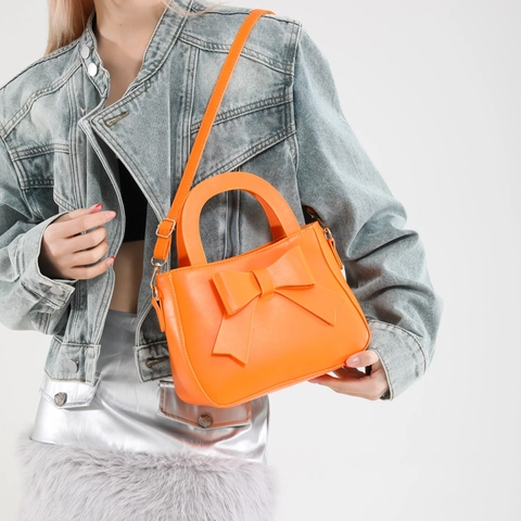 Damen Mode Schleife Handtasche Kunstleder Große Schleife Umhängetasche Stilvoll Einfach Alltag Kleine Quadratische Tasche
