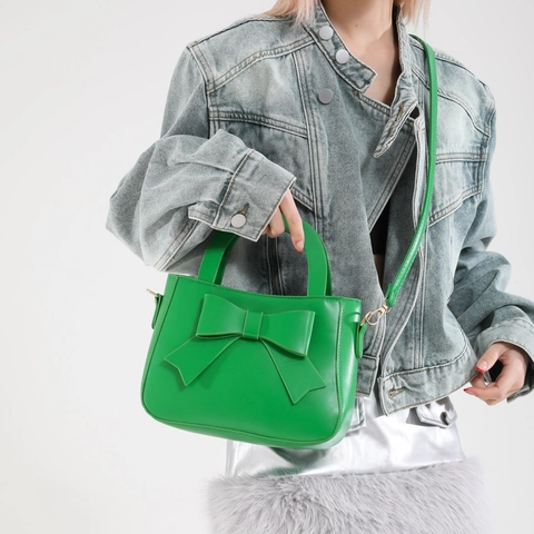 Damen Mode Schleife Handtasche Kunstleder Große Schleife Umhängetasche Stilvoll Einfach Alltag Kleine Quadratische Tasche
