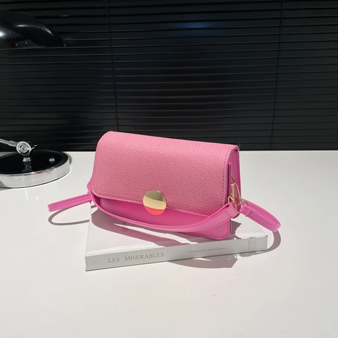 Fashion Patchwork Small Square Bag Contrast Color Women Shoulder Crossbody Bag With Round Metal Clasp PU Leather Woven Fabric Purse