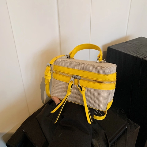 New Niche Design Box Bag Contrast Color Fashion Handheld Crossbody Bag For Women PU Leather Material Square Shoulder Bag