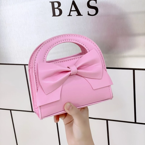 Mädchen Mini Handtasche Süße Schleife PU Leder Kinder Umhängetasche Mode Süße Kleinkind Schultertasche Mit Kette