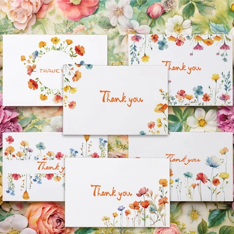 Biglietti Di Ringraziamento Con Buste Fiori Selvatici Acquerello Cartoncino Per Matrimonio Compleanno Festa Stile Boho
