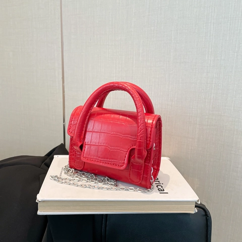 Bolso Bandolera Mini para Mujer Patrón de Cocodrilo en Cuero PU Bolso de Mano Con Cadena de Metal Retro Pequeño Bolso Cuadrado Accesorio Moda