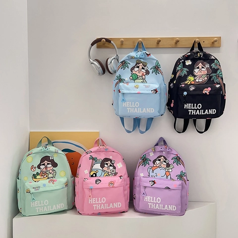 Kids School Backpack Waterproof Lightweight Cute Cartoon Print Bookbag Casual Daypack For Primary School Students