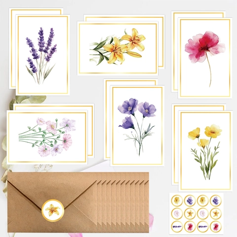 Vintage Aquarell Blumen Grußkarten Mit Umschlägen Für Hochzeit Geburtstag Party Sortierte Florale Karton Schreibwaren