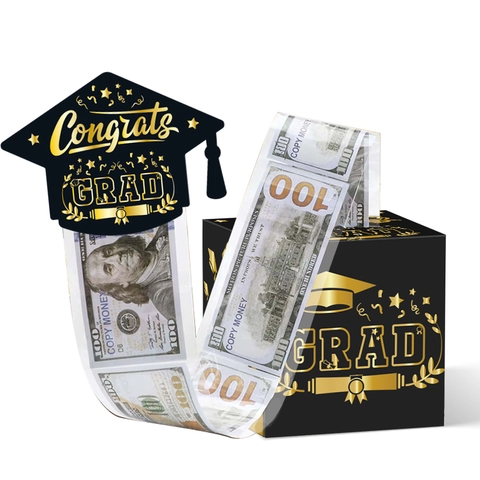 Congrats GRAD Graduation Surprise Money Pull Case Mortarboard Paper Money Box For Graduation Party Decorations Ceremony Gift