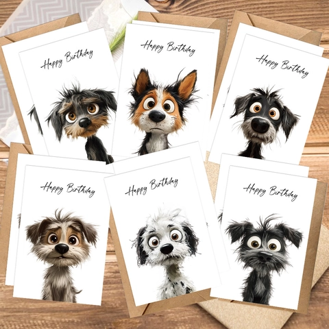 Niedliche Cartoon Hund Geburtstag Grußkarten Mit Umschlägen Für Kinder Freunde Geschenk Einladungen Handschriftliche Kartonkarten