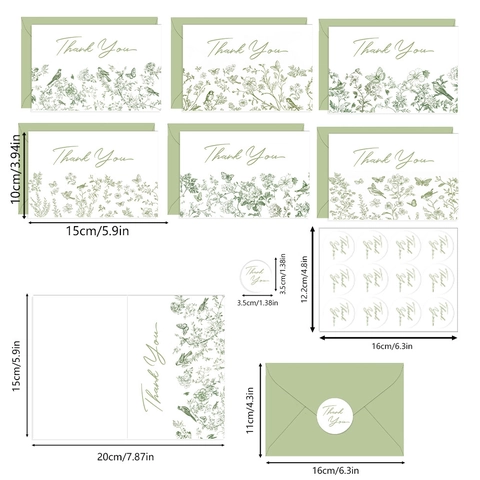 Vintage Floral Dankeskarten Und Umschläge Und Aufkleber Botanische Vogel Schmetterling Muster Schreibwaren Geschenk
