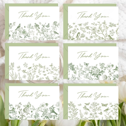 Vintage Floral Dankeskarten Und Umschläge Und Aufkleber Botanische Vogel Schmetterling Muster Schreibwaren Geschenk