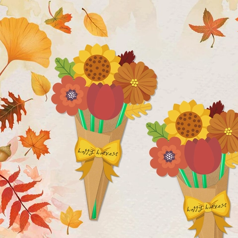 Biglietti Di Auguri Bouquet Di Carta Fai Da Te Raccolto Autunnale Girasole Ringraziamento Decorazione Regalo Cartoncino