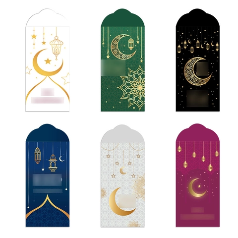 Eid Mubarak Grüne Umschläge Islamische Ramadan Laterne Mond Muster Kunstdruckpapier Geschenk Taschen Ramadan Dekoration Party Taschen