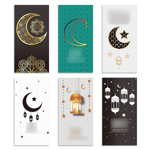 Eid Mubarak Ramadan Kareem Geldumschläge Papier Goldprägung Mondsichel Stern Laterne Traditionelle Islamische Festgeschenke