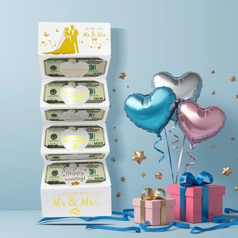Sobres para Dinero Boda Cumpleaños Graduación con Estampado en Oro Soporte para Tarjeta Regalo Papel Plegable Decorativo