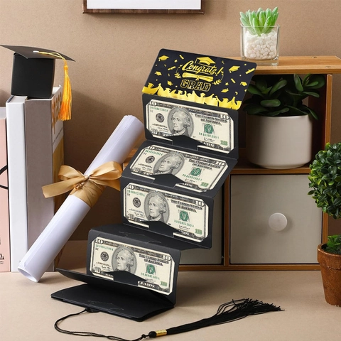 Sobres para Dinero Boda Cumpleaños Graduación con Estampado en Oro Soporte para Tarjeta Regalo Papel Plegable Decorativo