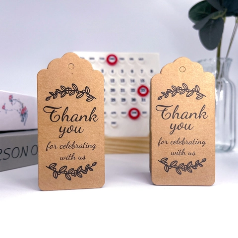 Etichette Regalo Thank You in Carta Kraft Retro con Bordo Floreale per Matrimonio Compleanno Cottura Confezione Regalo