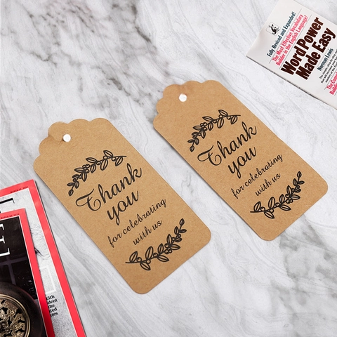 Etichette Regalo Thank You in Carta Kraft Retro con Bordo Floreale per Matrimonio Compleanno Cottura Confezione Regalo