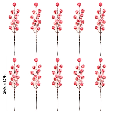 Steli Di Bacche Rosse Artificiali Effetto Neve Decorazione Natalizia Composizione Floreale Festa Ornamenti