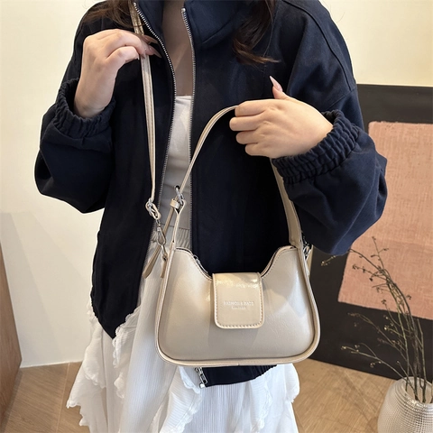 Bolso Hobo de Cuero PU de Color Sólido para Mujer Bolso de Hombro Bandolera de Gran Capacidad Retro Con Puntadas Moda Urbana Casual