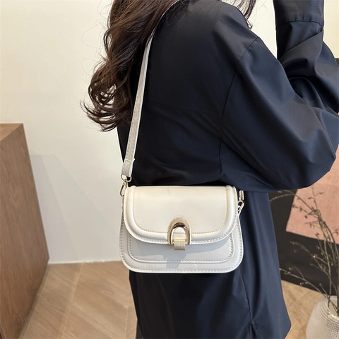 Bolso de Hombro Retro de Nailon para Mujer Color Sólido Hebilla de Bloqueo de Metal Bolso de Silla de Axila Moda Casual Urbana