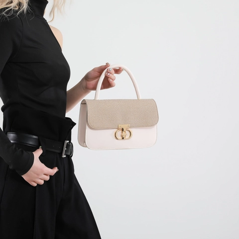 Borsa Quadrata Moda Donna Pelle PU E Patchwork Paglia Borsa A Mano Borsa Spalla Ascella Con Chiusura Metallo Dorato