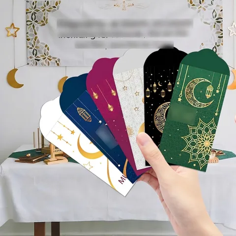 Islamische Eid Mubarak Ramadan Kareem Glücksgeld Umschläge Goldene Sichelmond Stern Laterne Muster Festliche Party Umschläge