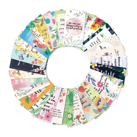 Cartoline Motivazionali per Bambini e Adulti Note per Lunch Box Con Citazioni in Inglese Floreali Cartoon Cancelleria