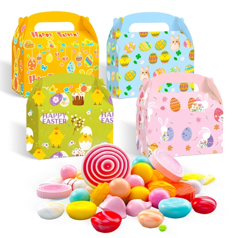 Boîte Cadeau en Carton Dessin Animé Lapin Œuf Poussin de Pâques Boîtes à Bonbons en Papier à Main Emballage Décoration de Fête