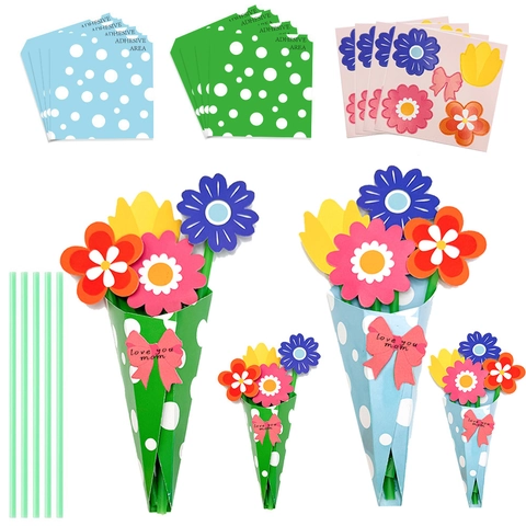 DIY Paper Flower Bouquet Kit Mother's Day Gift Cardboard Floral Art Crafts For Mom Teacher Thanksgiving Party Decor