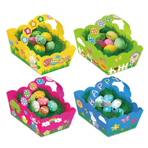 Ostern DIY Papier Geschenkkorb Set Cartoon Hase Ei Aufkleber Handkörbe Für Kinder Party Zubehör Ostern Dekoration