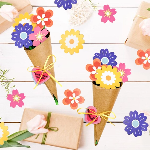 Kit de Tarjeta de Felicitación de Ramo de Flores de Cartulina DIY Regalo Día de la Madre Maestro Arreglo Floral Niños