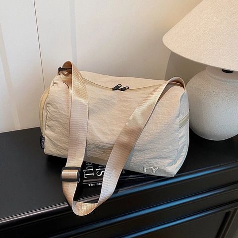 Bolso Bandolera Ligero de Nailon para Mujer Color Sólido Bolso de Hombro Gran Capacidad Moda Casual de Viaje Con Correa Ajustable