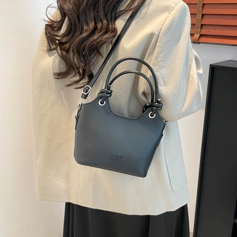 Bolso Bombonera para Mujer de Cuero PU Asa con Nudo Letras Minimalistas Bolso Bandolera Color Sólido Bolso de Mano Diario