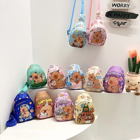 Bolso de Pecho de Dibujos Animados de Capibara para Niños Bolsa de Nylon Ligera para Niños y Niñas Moda Linda Riñonera