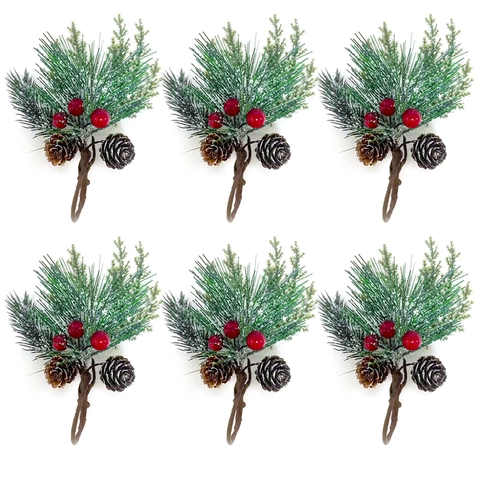Servilletero Navideño De Piña Artificial Con Aguja De Pino Flocada De Nieve Decoración De Baya Roja Para Mesa De Restaurante