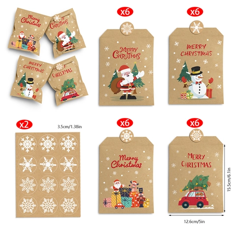 Bolsas de Regalo de Papel Kraft de Navidad Estilo Sobre Diseño Papá Noel Muñeco de Nieve Reno Para Envolver Regalos de Fiesta