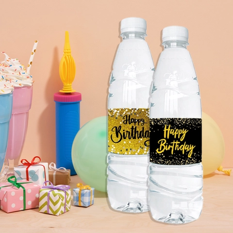 Glitzer Geburtstag Wasserflaschenetiketten Wasserdichte Aufkleber Für Geburtstagsfeier Dekorationen Happy Birthday Thema DIY Flaschenbanderolen