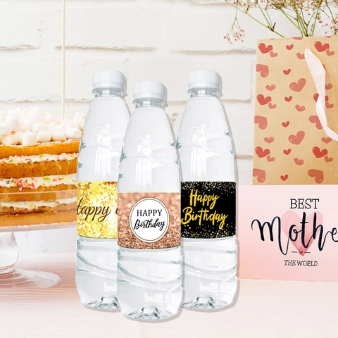 Glitzer Geburtstag Wasserflaschenetiketten Wasserdichte Aufkleber Für Geburtstagsfeier Dekorationen Happy Birthday Thema DIY Flaschenbanderolen