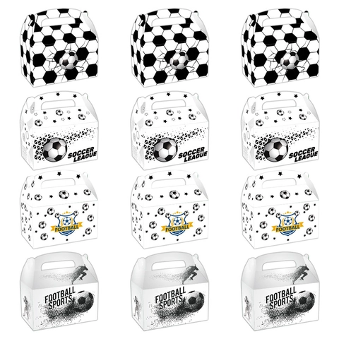Fußball Thema Party Geschenkboxen Weißer Karton Süßigkeiten Box Mit Griff Für Geburtstag Sport Wettbewerb Dekorationen